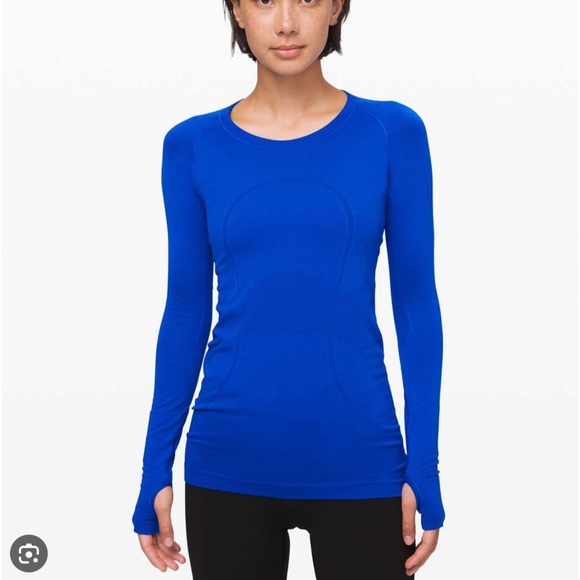 lululemon athletica Tops Neon Blue Lululemon Long Sleeve Swiftly Tech Size 2 Normal Length